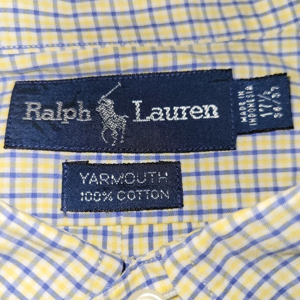 Polo Ralph Lauren Long Sleeve Button Down‎ Yarmouth Men Size 17.5 36/37 Check